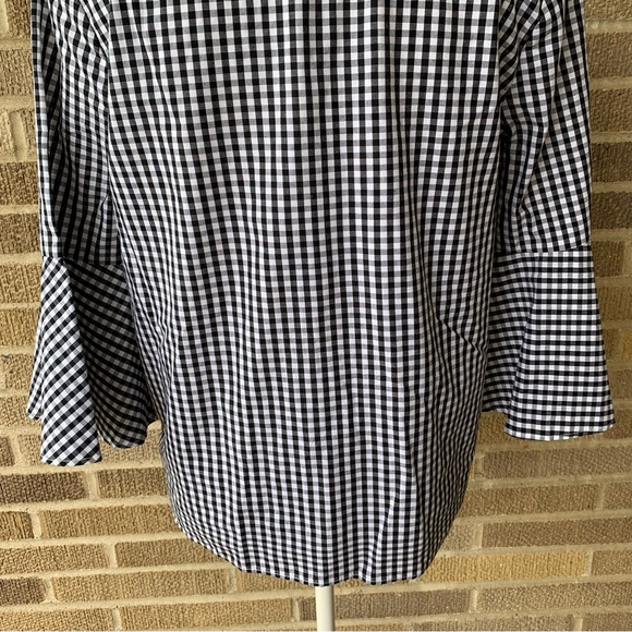 Anthropologie Jane & Delancey Plaid Black White Blouse Size Small - Picture 6 of 12